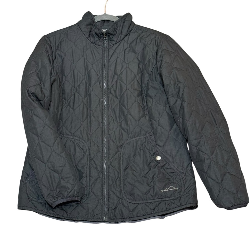 Eddie Bauer women’s LARGE Black Quilted insulated jacket lightweight Gorpcore